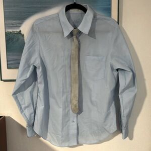 Like new boys designer long sleeve dress shirt Foxcroft 12 w/ tie & bow tie